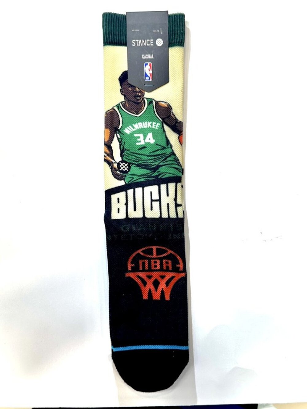 Stance NBA Milwaukee Bucks Giannis Casual Crew Socks Mens L New With Tags
